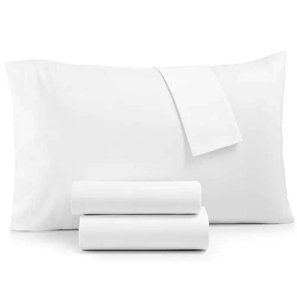 JS Signature Collection Brushed Microfiber Twin Sheet Set- White 4pcs